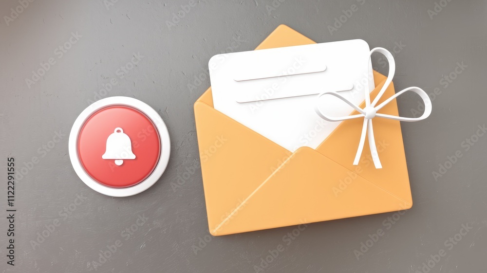 Poster Notification of a new message arrived in your inbox indicated by a bell icon and envelope.