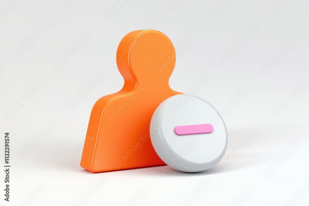 Leinwandbilder 3d render of an orange user icon with a minus sign, indicating user removal or deletion.