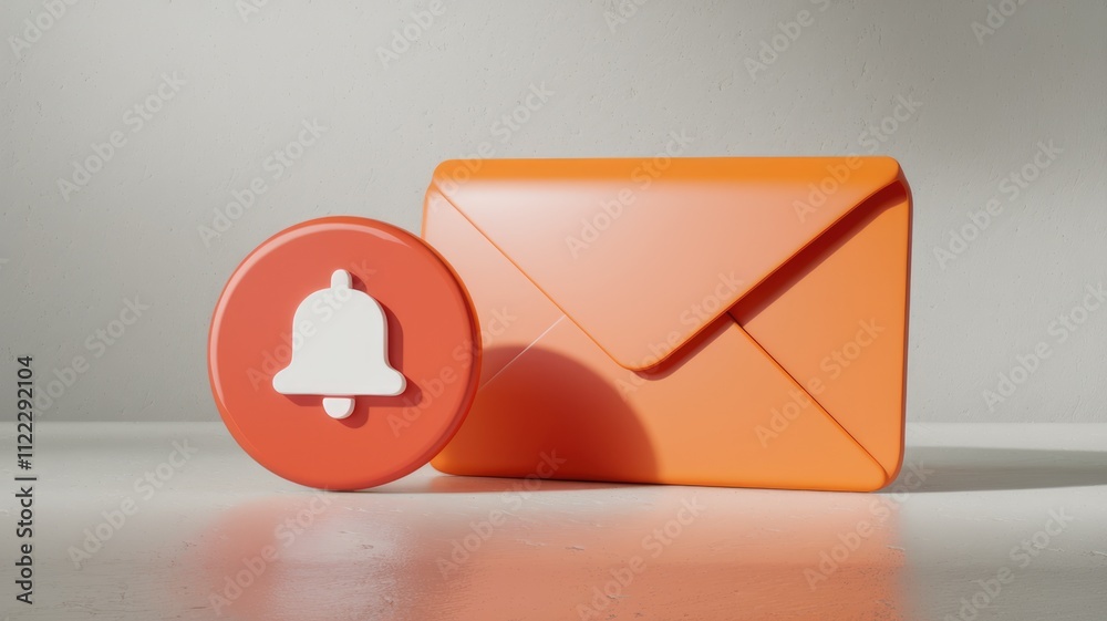 Poster New message notification: An orange envelope with a white bell icon indicates a new email or message.