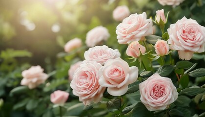Obraz premium pink roses in garden