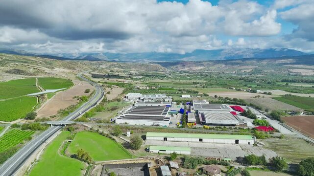 View from a drone over Road E45, Saracena, Cosenza, Calabria, Italy, Europe