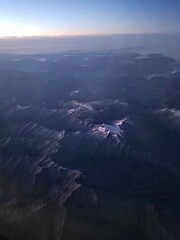 Mountains. View from the plane window. Italy.