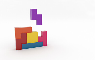 Naklejka premium Crystal cubes, 3D blocks set, game shapes, Abstract construction