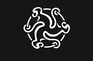 Naklejka premium Circle Abstract Logo Template with Three Monkeys
