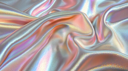 Obraz premium Iridescent pastel fabric with flowing folds and shimmering texture.