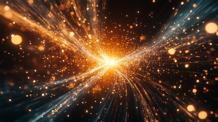 Fototapeta premium 95.Sparkler alight in the darkness, with vivid sparks and trails symbolizing the New Yearâ€™s 2025 celebration, each bright particle creating a dynamic and radiant light show against a dark, empty