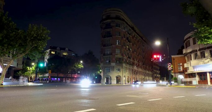 Time-lapse photography of the night scene of Wukang Building in Xuhui District, Shanghai