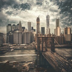 Fototapeta premium The New York City skyline is beautifully captured.