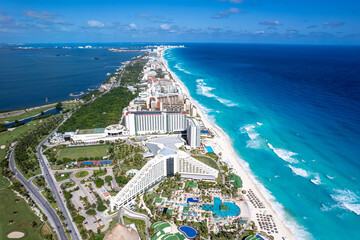 Aerial View of Cancun Hotel Zone from El Mirador