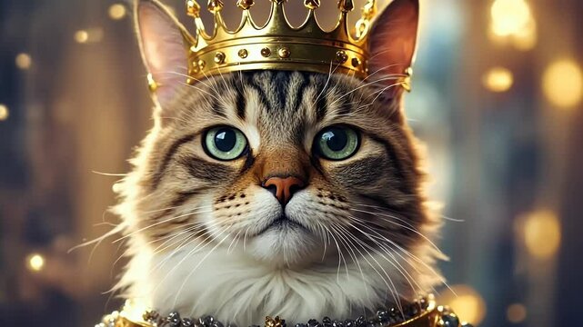 king cat gold artistic victorian lord kitten graphic mantle queen royals crown aring frame aring 4k design video hatching costume royalty vintage animal cute funny luxury tory pet portrai