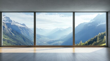 Fototapeta premium a breathtaking mountain view through large windows