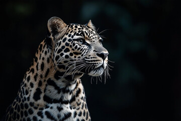 Fototapeta premium Leopard Silhouette in Low Light on Black Background