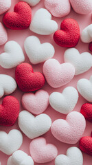 Obraz premium Red, white, and pink hearts background