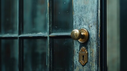 Obraz premium Close up view of vintage Door handle, Interior design architecture theme background