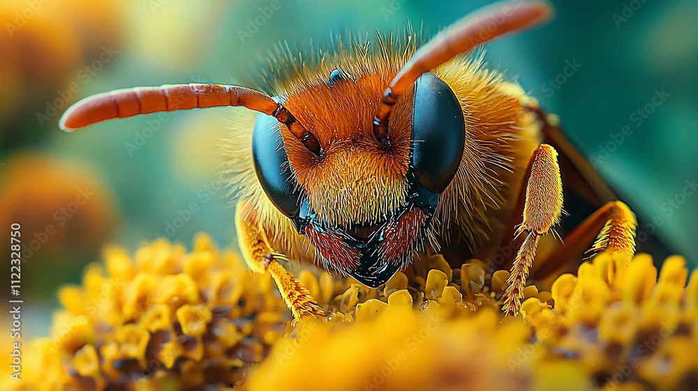 Poster an extreme close-up of a wasps mandibles showing its powerful structure and detail stock photo with 