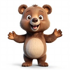 Fototapeta premium Adorable 3D Cartoon Bear with Warm Smile on Transparent Background generated by AI
