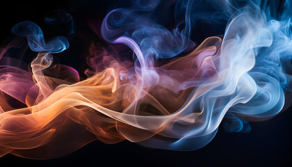 Fototapeta premium smoke, drifting, flowing, colorful, suspicious, wave, curve, black background, close-up