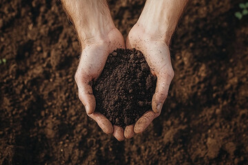 Close-Up of Hands Holding Soil with Rich Earthy Texture