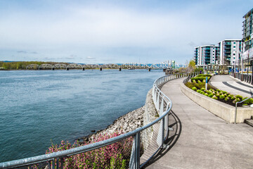 Pedestrian River Path in Vancouver Waterfront in city of Vancouver Washington