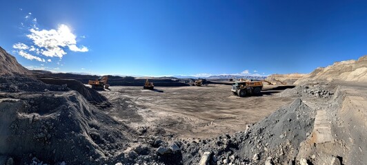 Panorama of Mining Operation under a Bright Sunny Sky