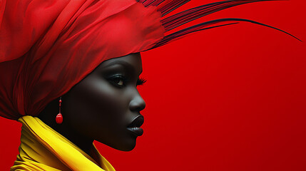 Elegant High Fashion Portrait Showcasing Vibrant Colors and Striking Accessories
