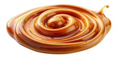 Smear of tasty caramel paste on white background, top view