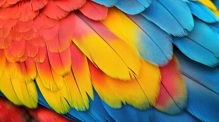 Obraz premium Vibrant Macaw Feathers: A Close-Up of Nature's Rainbow