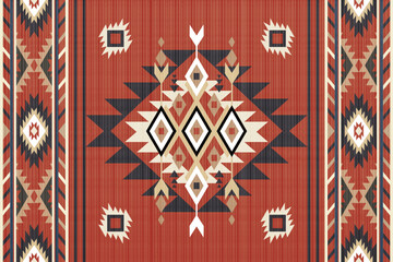 Navajo Native America South Western inspired area rugs ethnic decor style. tribal vector seamless pattern. Indian ornament Boho geometric ornament.folk.orientel. Window .blanket, rug. Woven carpet