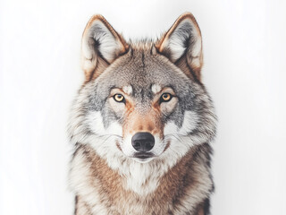 Fototapeta premium gray wolf portrait, close up wolf head isolated on white background