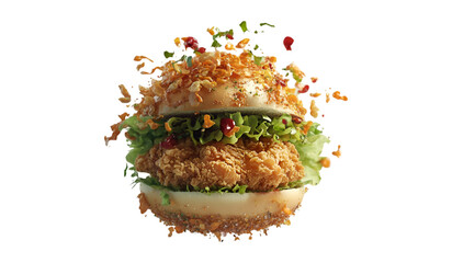 Hyper-Realistic Shot of a Crispy Zinger Burger on White Plate