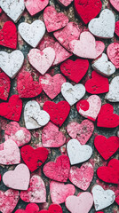 Obraz premium Red, white and pink hearts