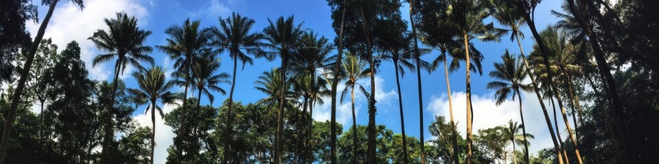 Tall Palm Trees Reach for a Sunny Sky