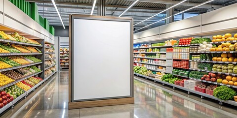 Fototapeta premium Blank advertising mockup for supermarket promotions, supermarket, promotions, blank, advertising, mockup, display, shelf, sale