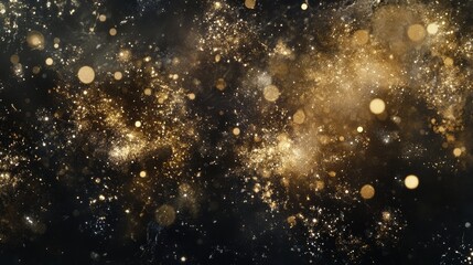 107.A rich composition of layered gold and silver firework explosions overlapping soft, twinkling bokeh. The dark backdrop highlights the luminous details, creating a magical and celebratory feel.