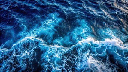 Obraz premium Top view of a dark blue sea water wave in the Black Sea captured by a high-quality drone camera, aerial, ocean, wave