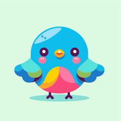 Vector cute colorful bird facing the camera