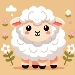 Vector cute lamb facing the camera