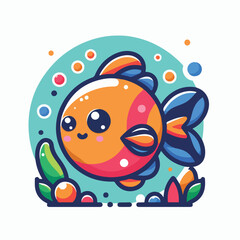 Vector colorful fish are swimming