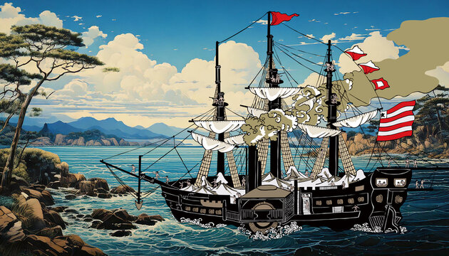 黒船（背景：生成AI）	