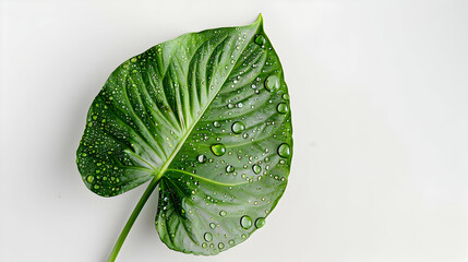 Green Leaf with Water Droplets - Illustration
