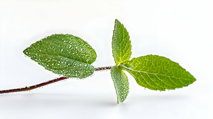 Fresh Mint Sprig with Water Droplets 
