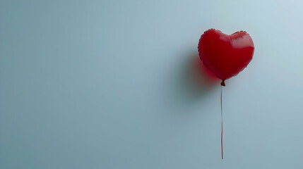 Red Heart Balloon Illustration on Blue Background