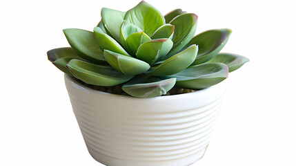 Green Succulent in White Pot - Illustration