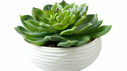 Green Succulent in White Pot - Realistic Plant Illustration