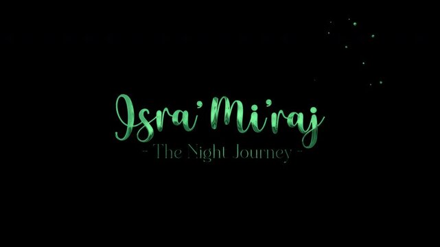 Isra Miraj Lettering Text Animation. Suitable for Islamic holiday designs, educational materials, or spiritual content. footage animation