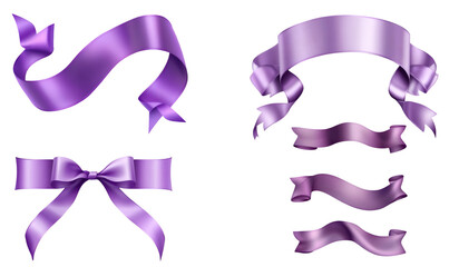 Elegant Photorealistic Banner with Purple Ribbons for Stylish Designs