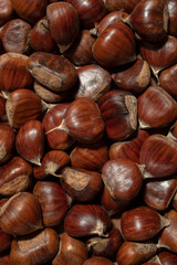 Obraz premium Close-up from fruits sweet chestnut. Wallpaper, background