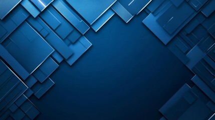 Abstract blue background with geometric lines and squares, modern design technology