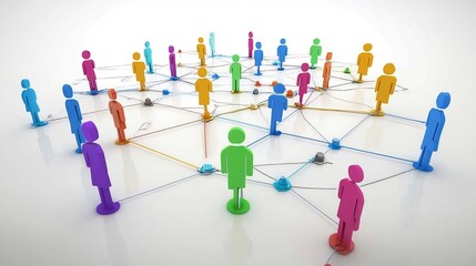 Colorful Network of Interconnected People: A 3D Abstract Representation of Social Connections and Teamwork