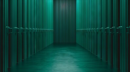Abstract teal corridor with lockers